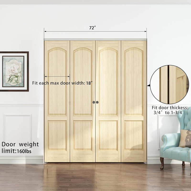 JUBEST Heavy Duty Bifold Door Hardware Kit Top Mount for Inside Door